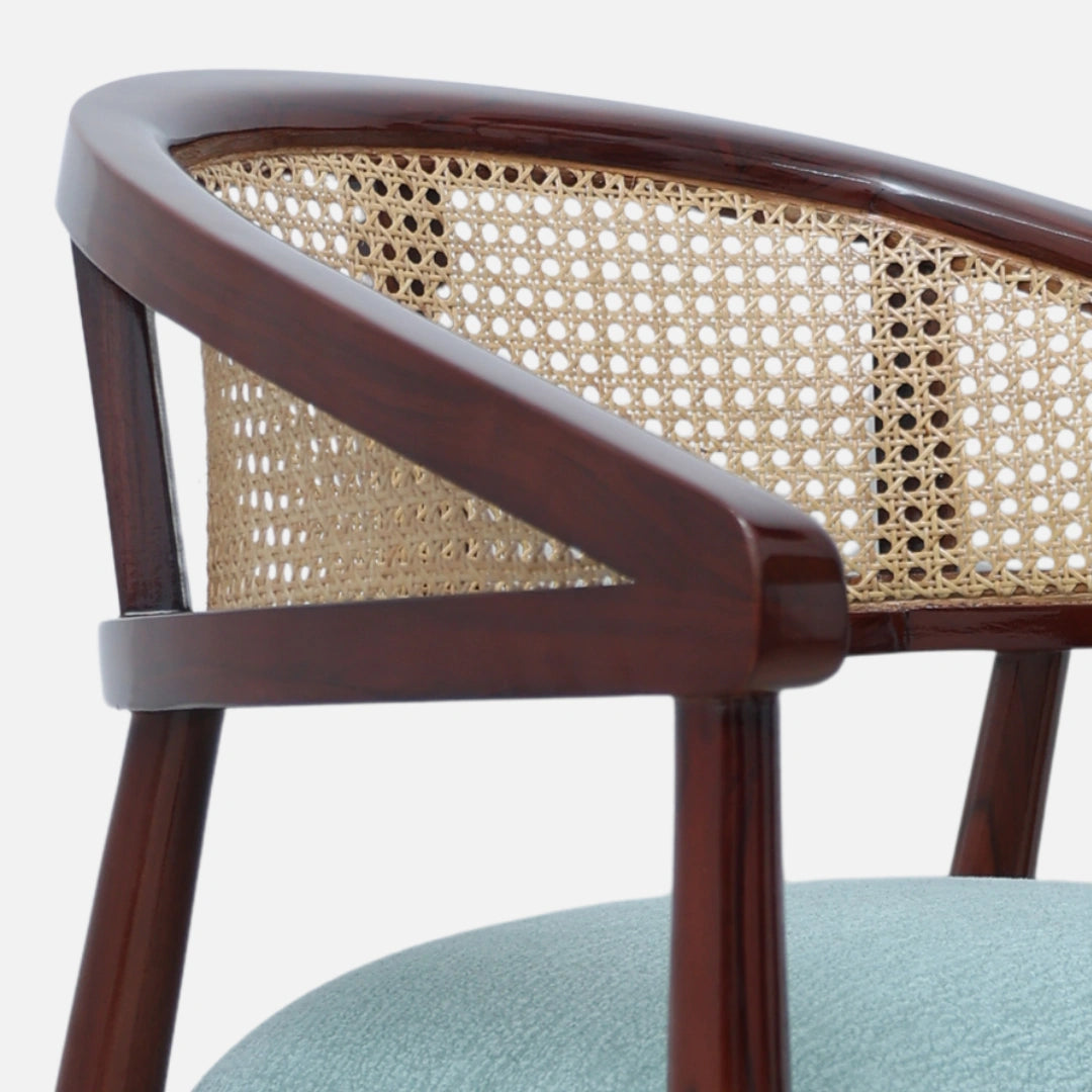 Sahaj Teak Wood Arm Chair (Brown blue) close view