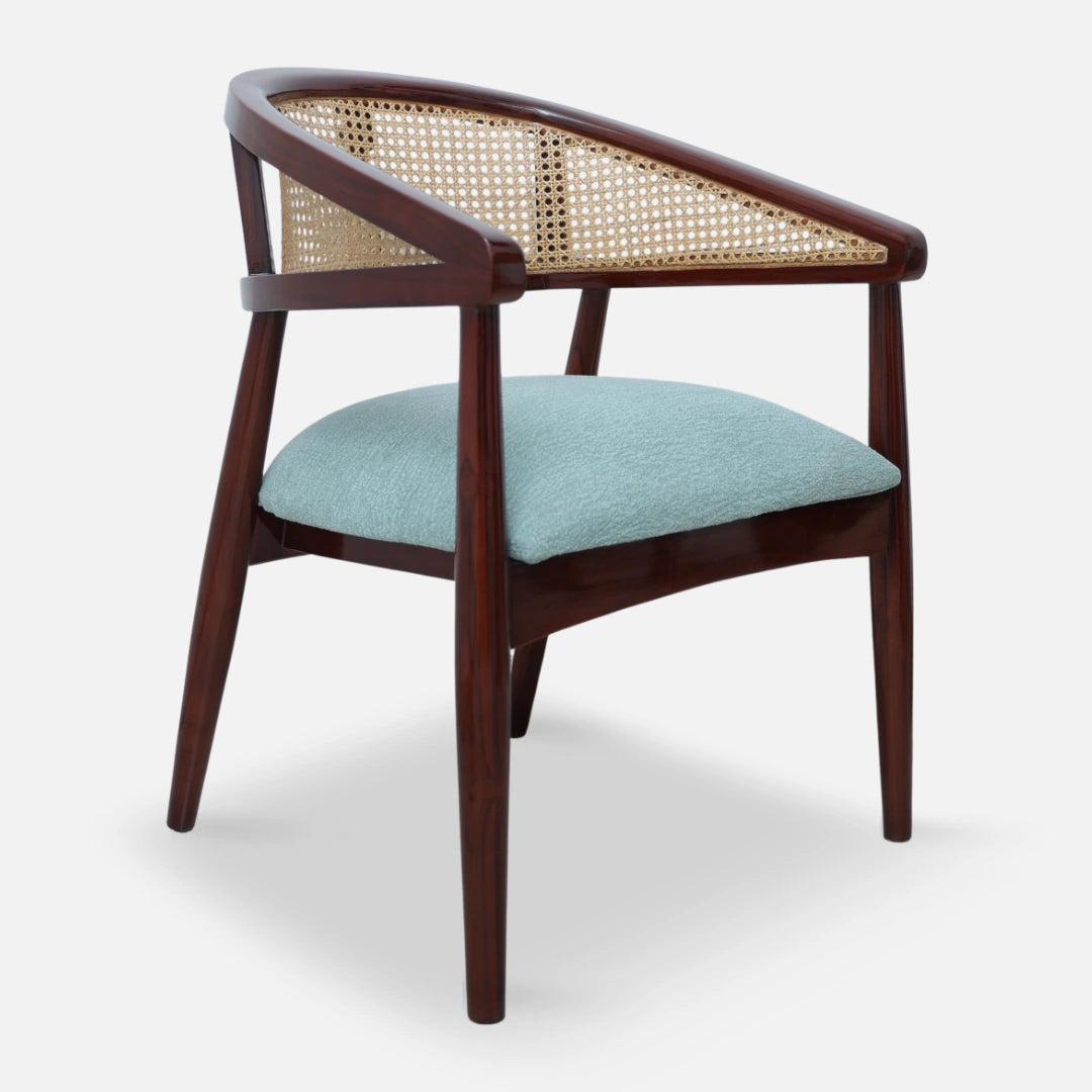 Sahaj Teak Wood Arm Chair (Brown blue) side angle