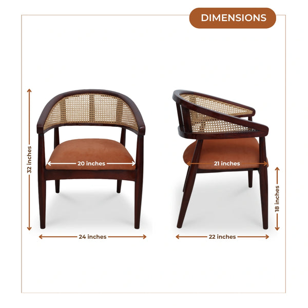 Sahaj Teak Wood Arm Chairs (Brown Orange) dimensions image