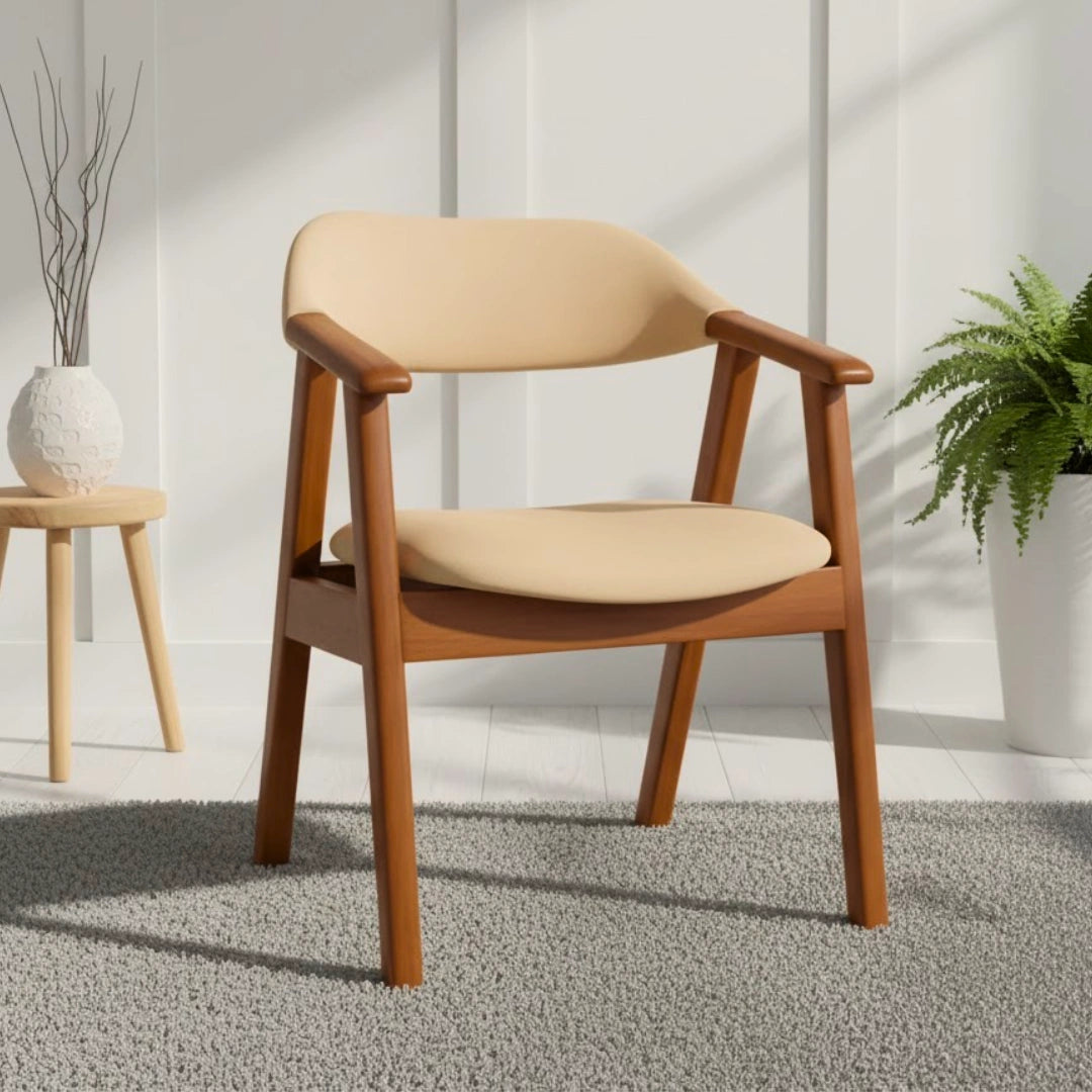 Samara Teak Wood Arm Chair (Teak) lifestyle view