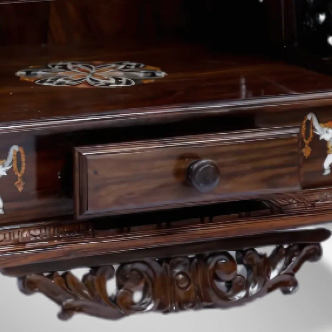 Sannidhi Teak Wood Mandir (Brown) close view