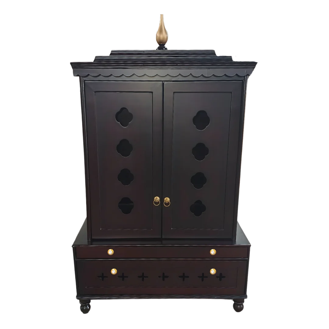 Sanraksha Teak Wood Mandir (Brown) Front view