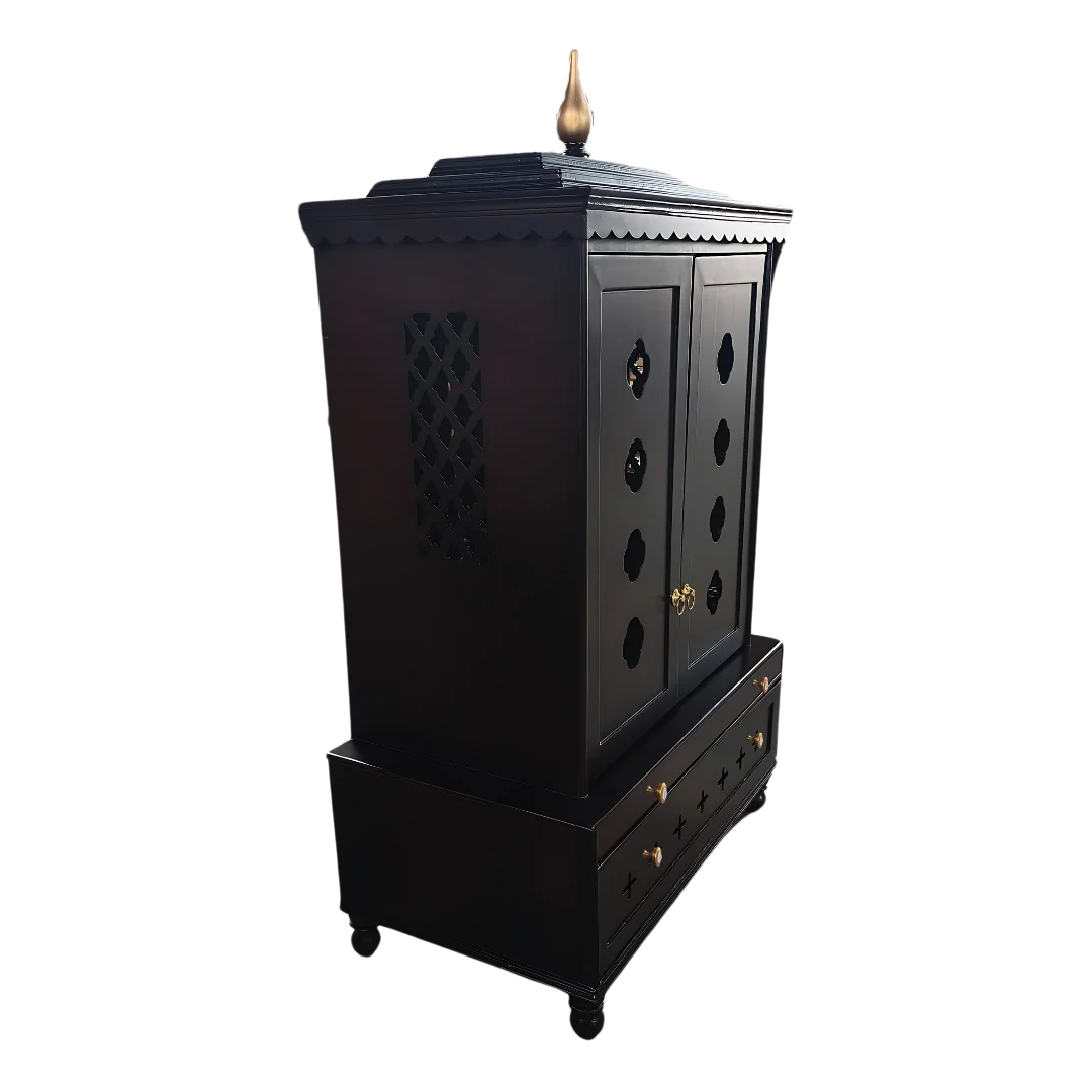 Sanraksha Teak Wood Mandir (Brown) Side Angle