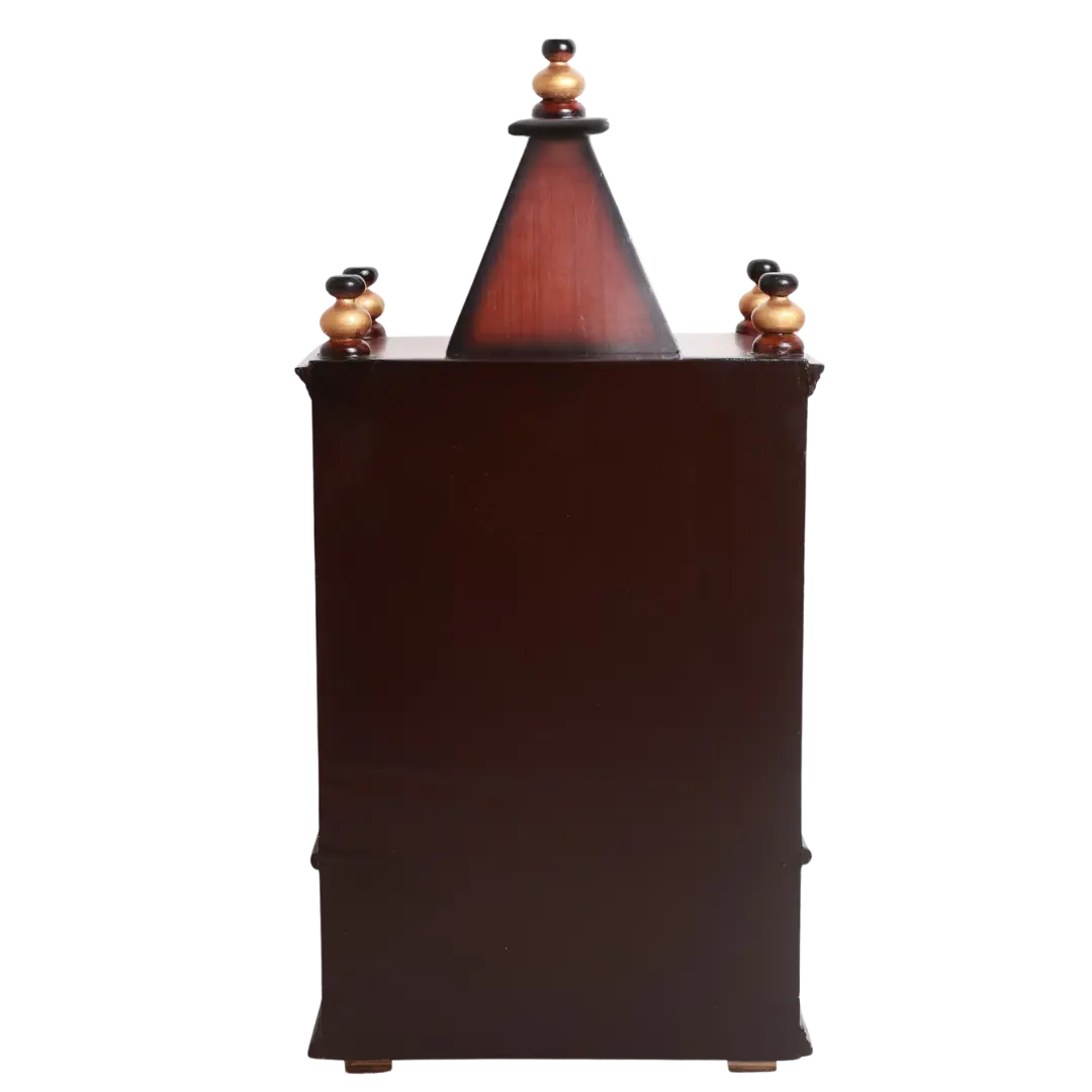 Satvika Wall Mount Pooja Mandir without Door Back View Image(Brown Gold)