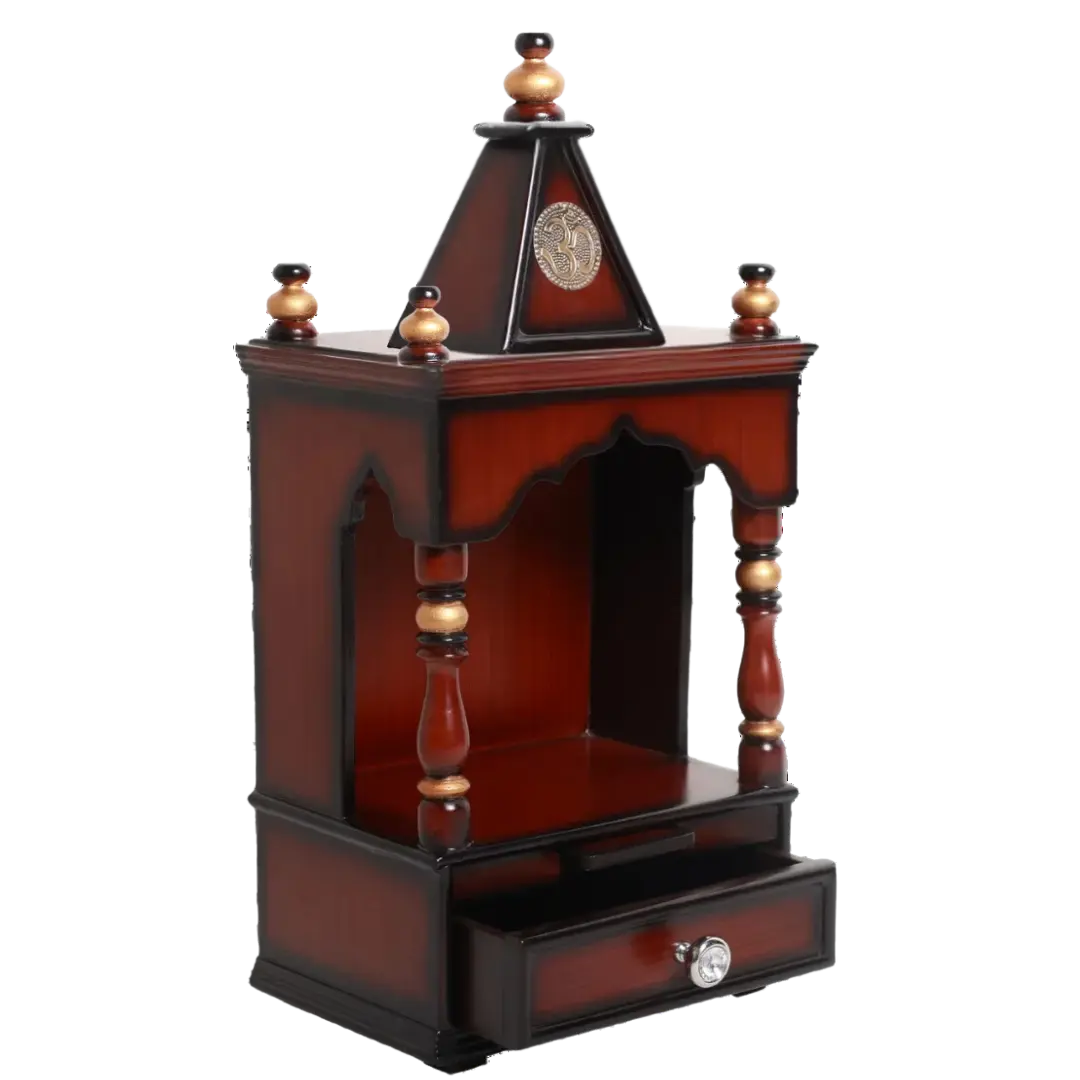 Satvika Wall Mount Pooja Mandir without Door(Brown Gold) Side View Image