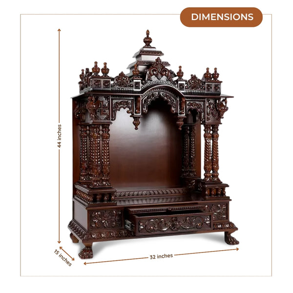 Satyaprakash Teak Wood Mandap (Brown) dimensions image