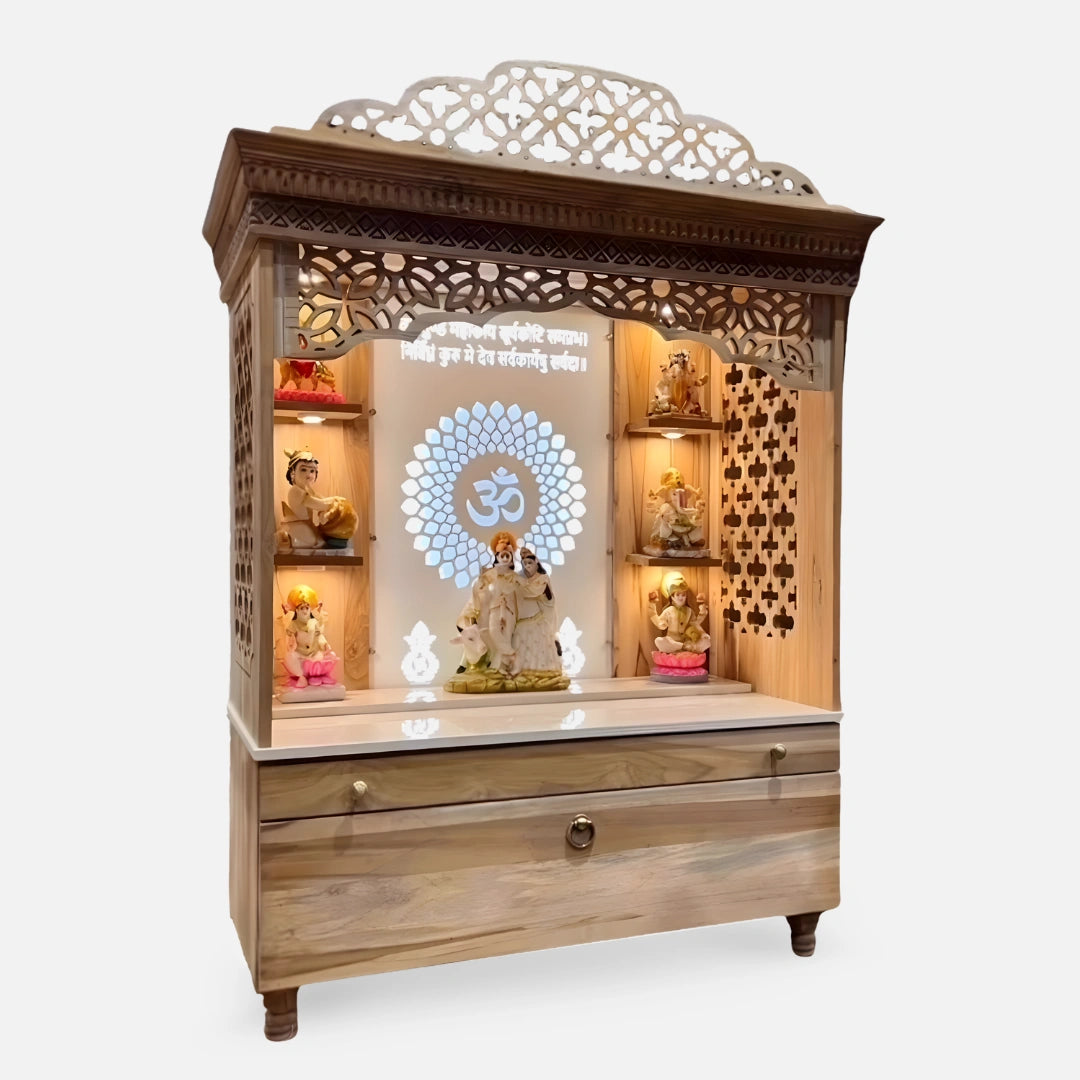 Satyaraj Teak Wood Mandir (Teak)front view side angle