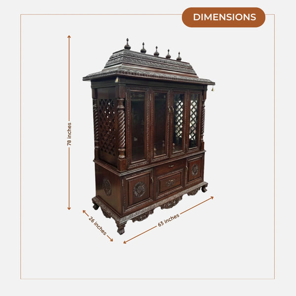 Satyarath Teak Wood Mandap (Brown) dimensions