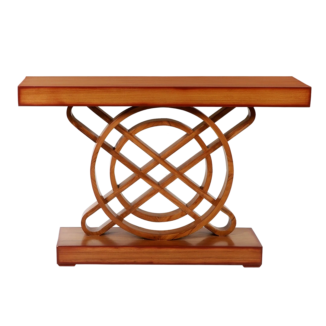 Sedin Solid Wood Console Table in Teak color front view