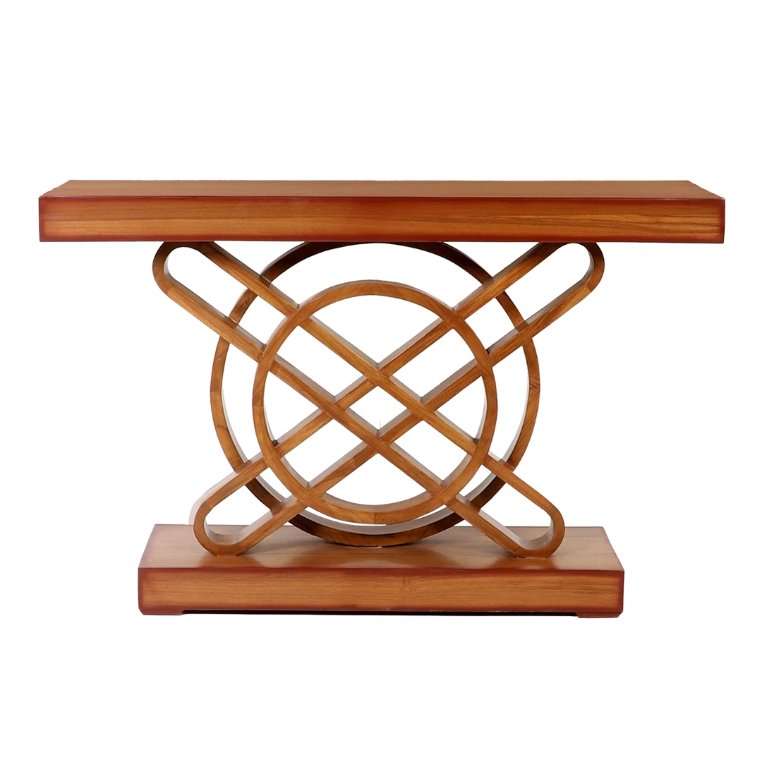 Sedin Solid Wood Console Table in Teak color back view
