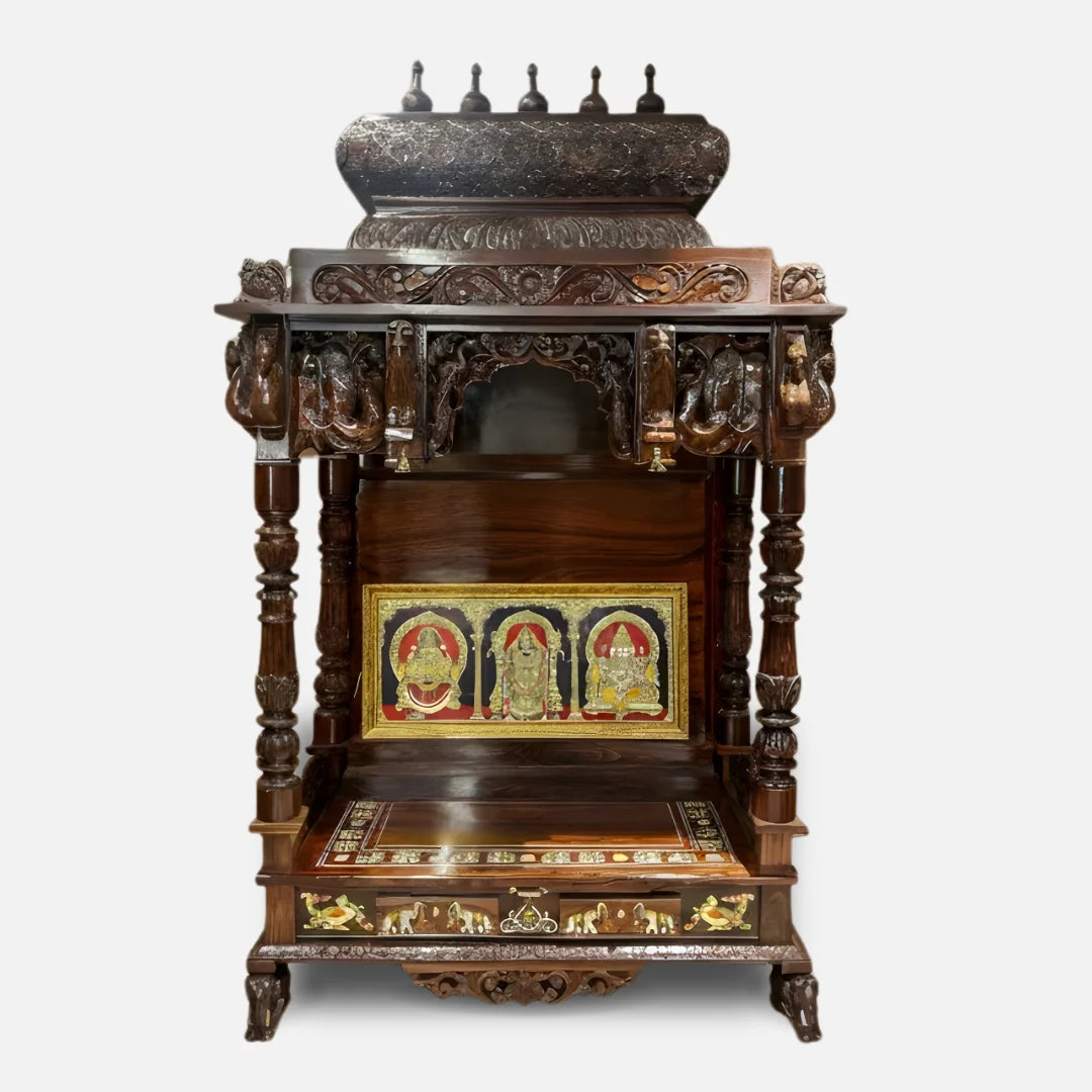 Shambhavi Teak Wood Mandap (Brown) close image front view