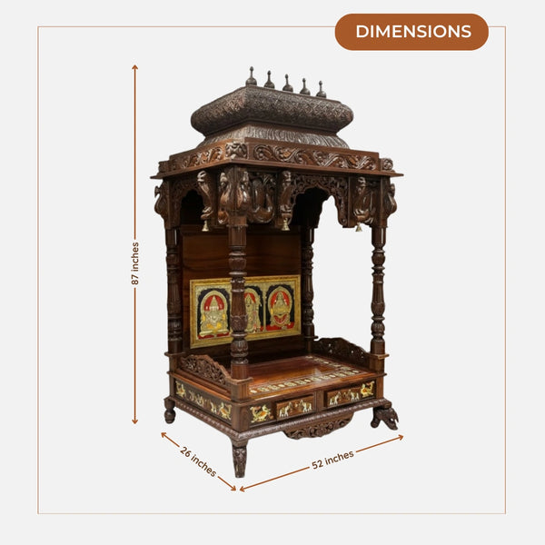 Shambhavi Teak Wood Mandap (Brown) dimensions