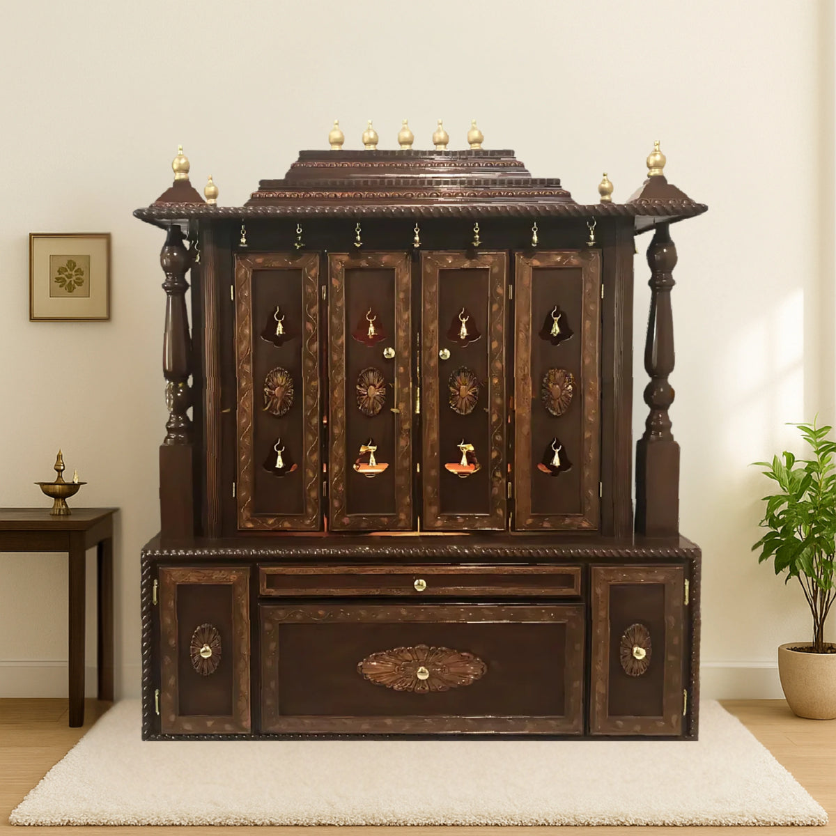 Shanti Dham Teak Wood Mandap (Brown) lifestyle view