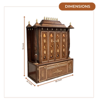 Shanti Dham Teak Wood Mandir (Caramel Brown) dimensions