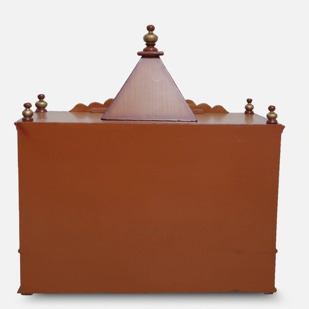 Sharan Teak Wood Mandir (Teak Gold) back view