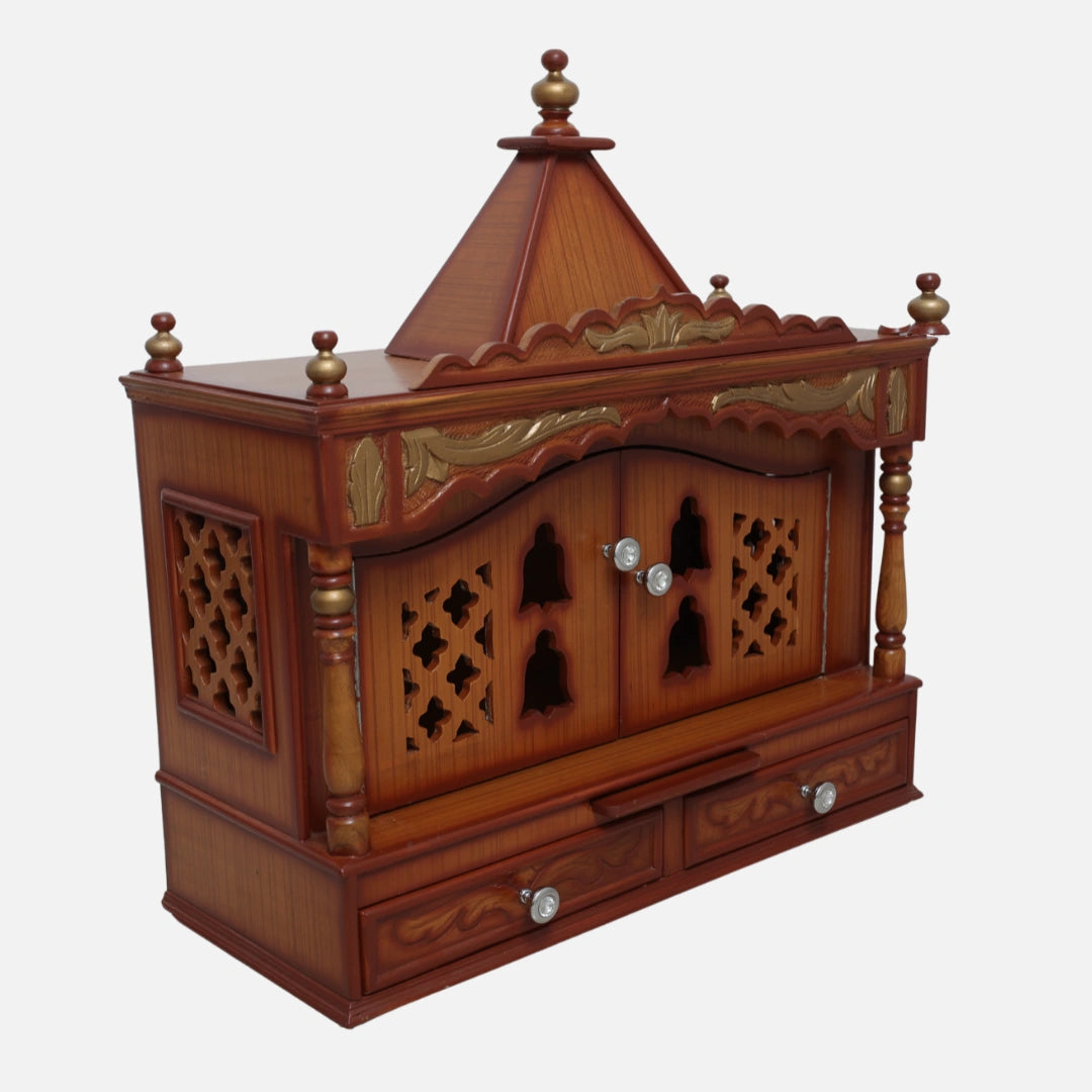 Sharan Teak Wood Mandir (Teak Gold) side angle