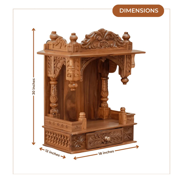 Sharva Teak Wood Mandir (Teak) dimensions image