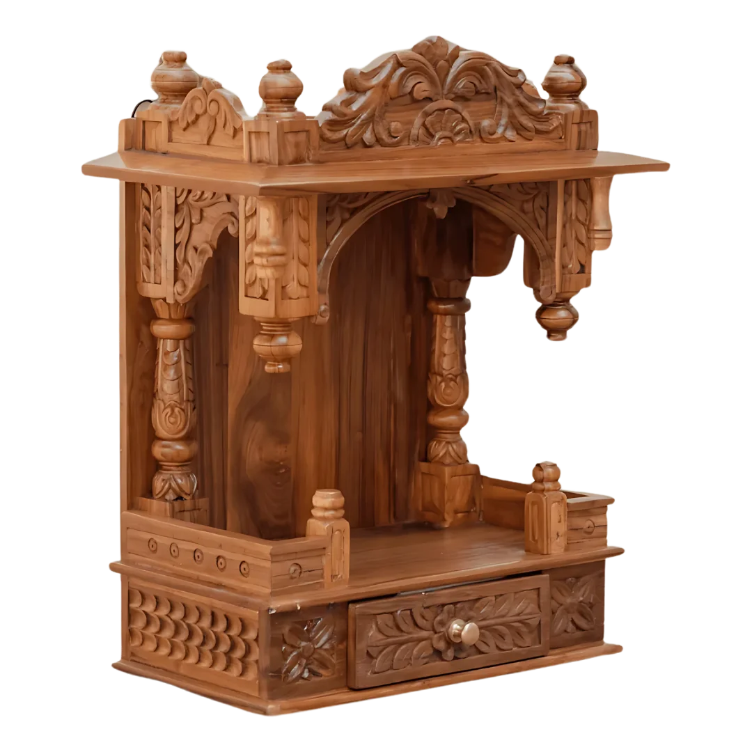 Sharva Teak Wood Mandir (Teak) side angle