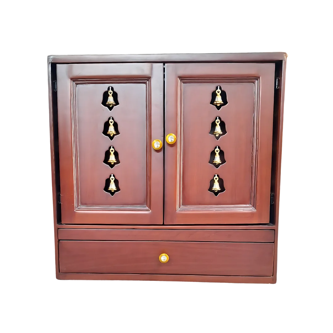 Sharvakriti Teak Wood Mandir (Brown) front view