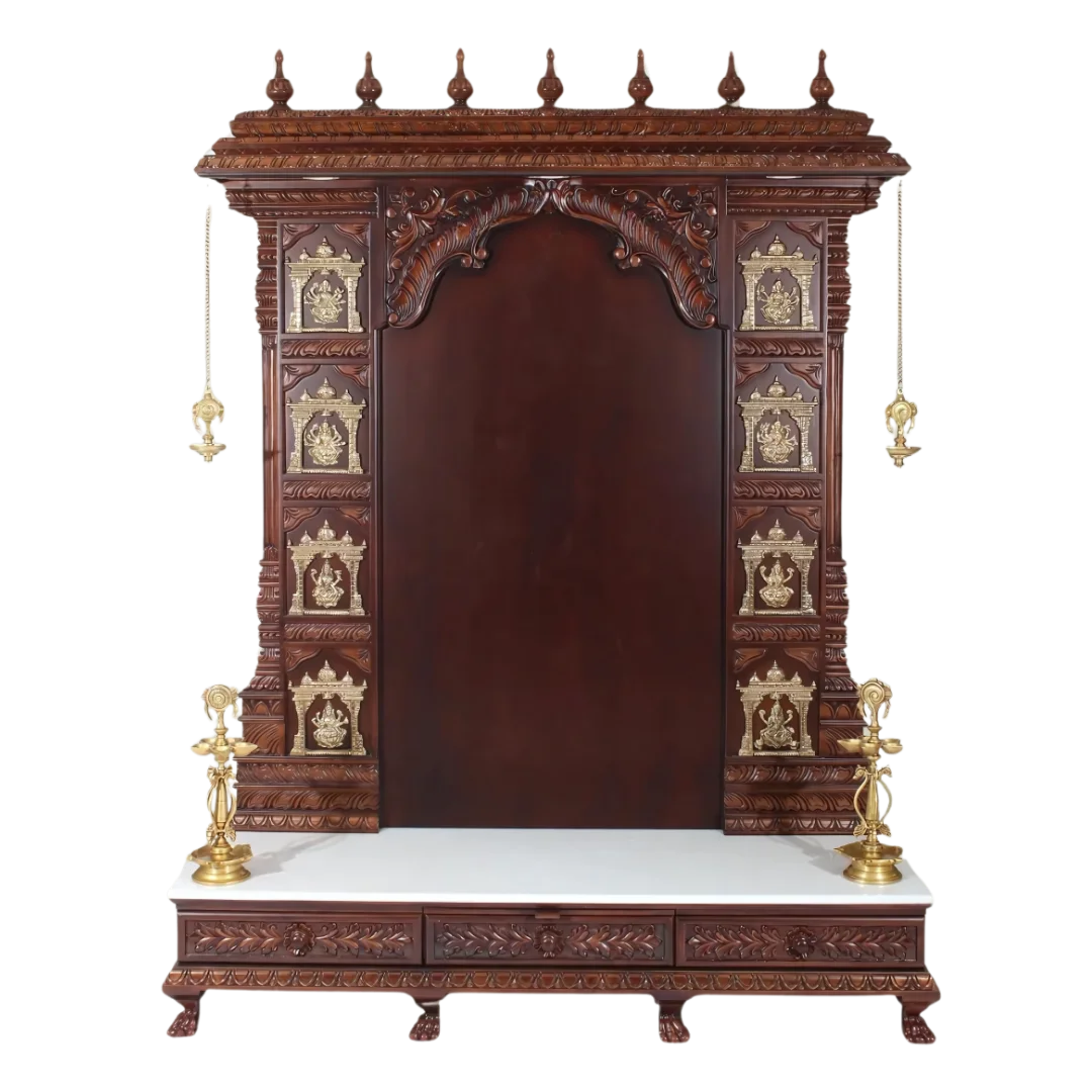 Sharvani Teak Wood Mandap (Brown) Front view