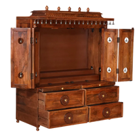 Sharvya Teak Wood Mandap (Teak) Open Door Side Angle
