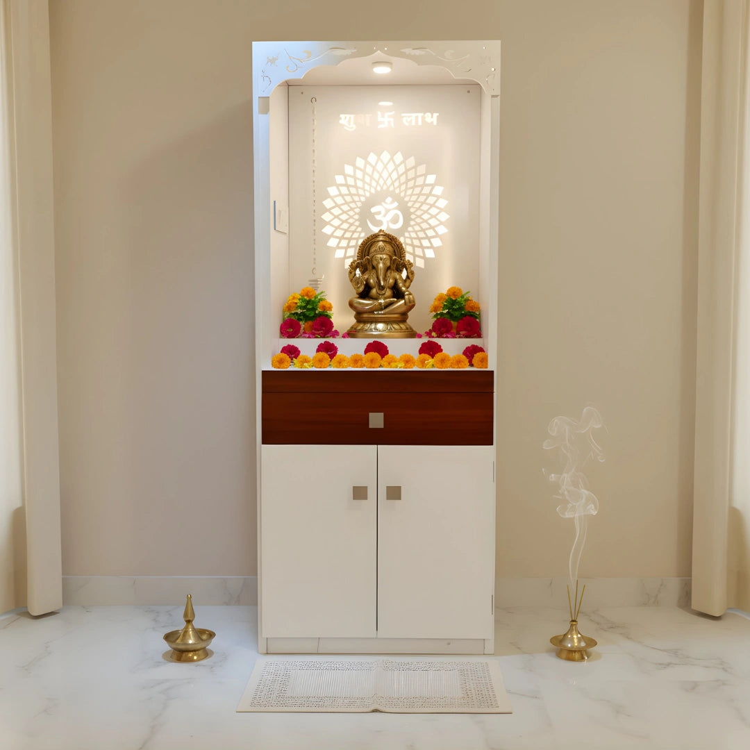 Shivalok Teak Wood Mandap (White) lifestyle view