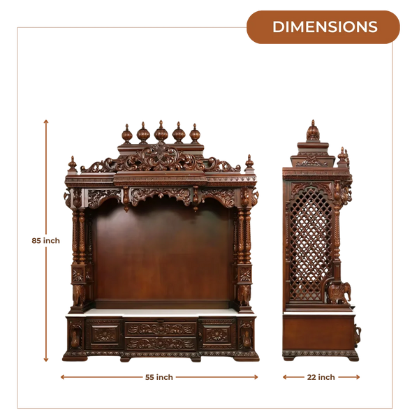 Shivaya Teak Wood Mandap (Brown) dimensions