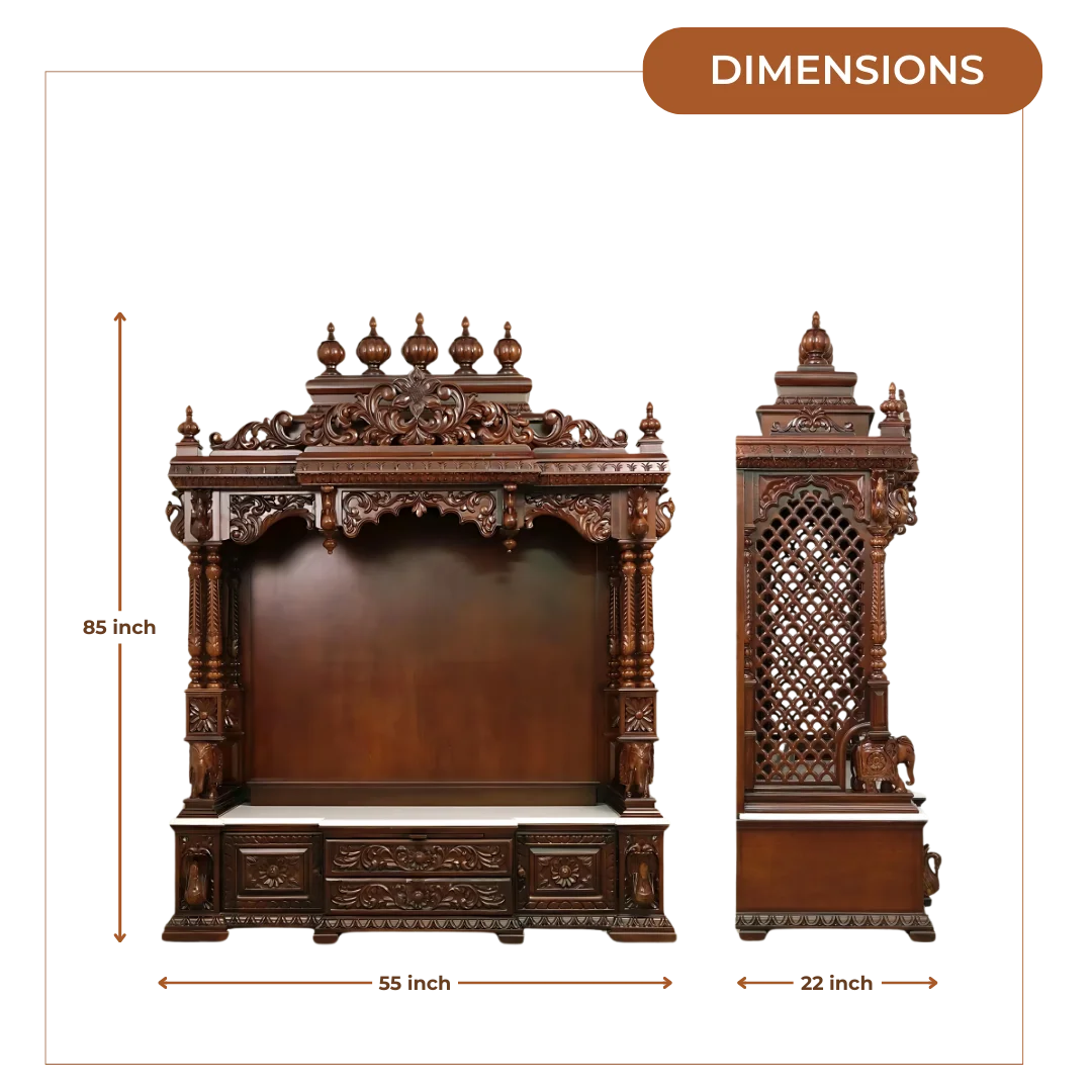 Shivaya Teak Wood Mandap (Brown) dimensions