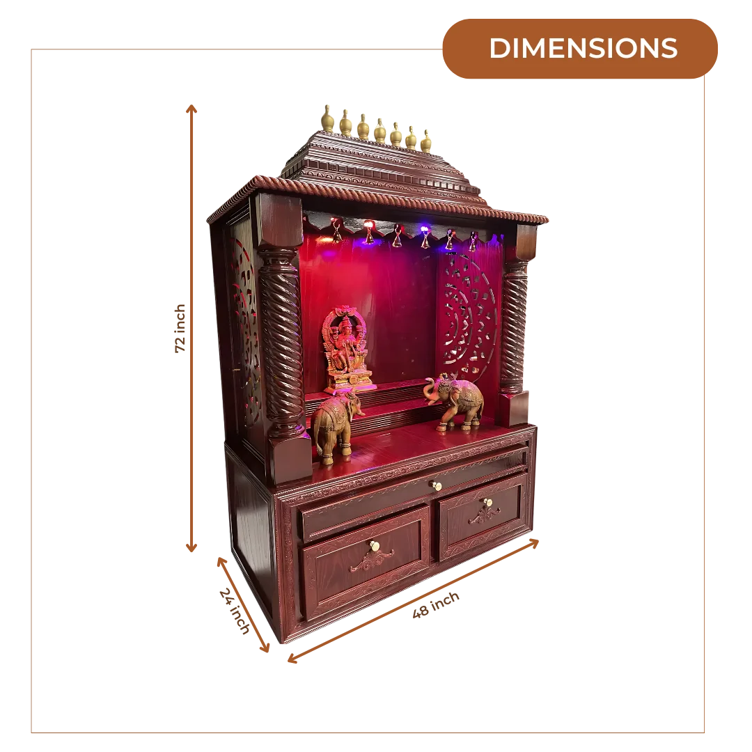Shobha Teak Wood Mandap (Cherry) dimensions