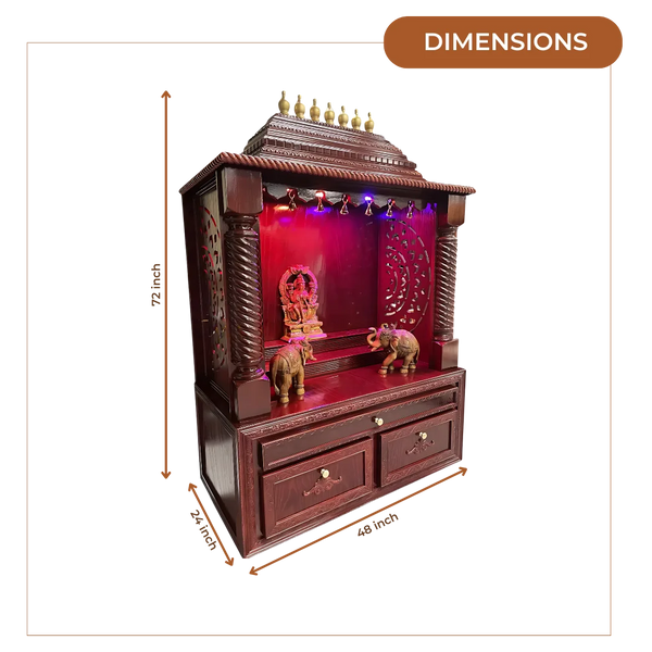 Shobha Teak Wood Mandap (Cherry) dimensions