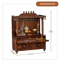 Shraddha Teak Wood Mandir (Brown) Dimensions