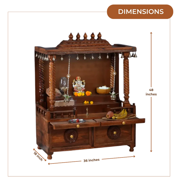 Shraddha Teak Wood Mandir (Brown) Dimensions