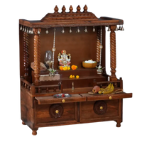 Shraddha Teak Wood Mandir (Brown) Side Angle