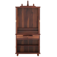 Shrayana Teak Wood Pooja Mandap with Door (Teak) open view