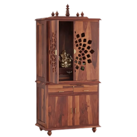Shrayana Teak Wood Pooja Mandap with Door (Teak) side open door view