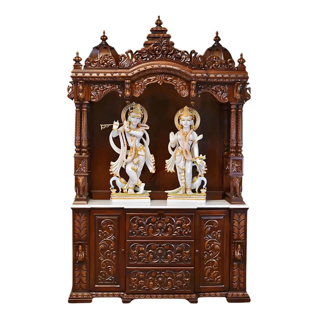 Shridham Teak Wood Mandap (Brown) front view
