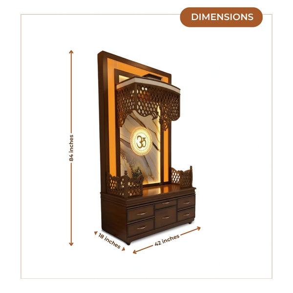 Shripadam Teak Wood Mandap (Brown) dimensions