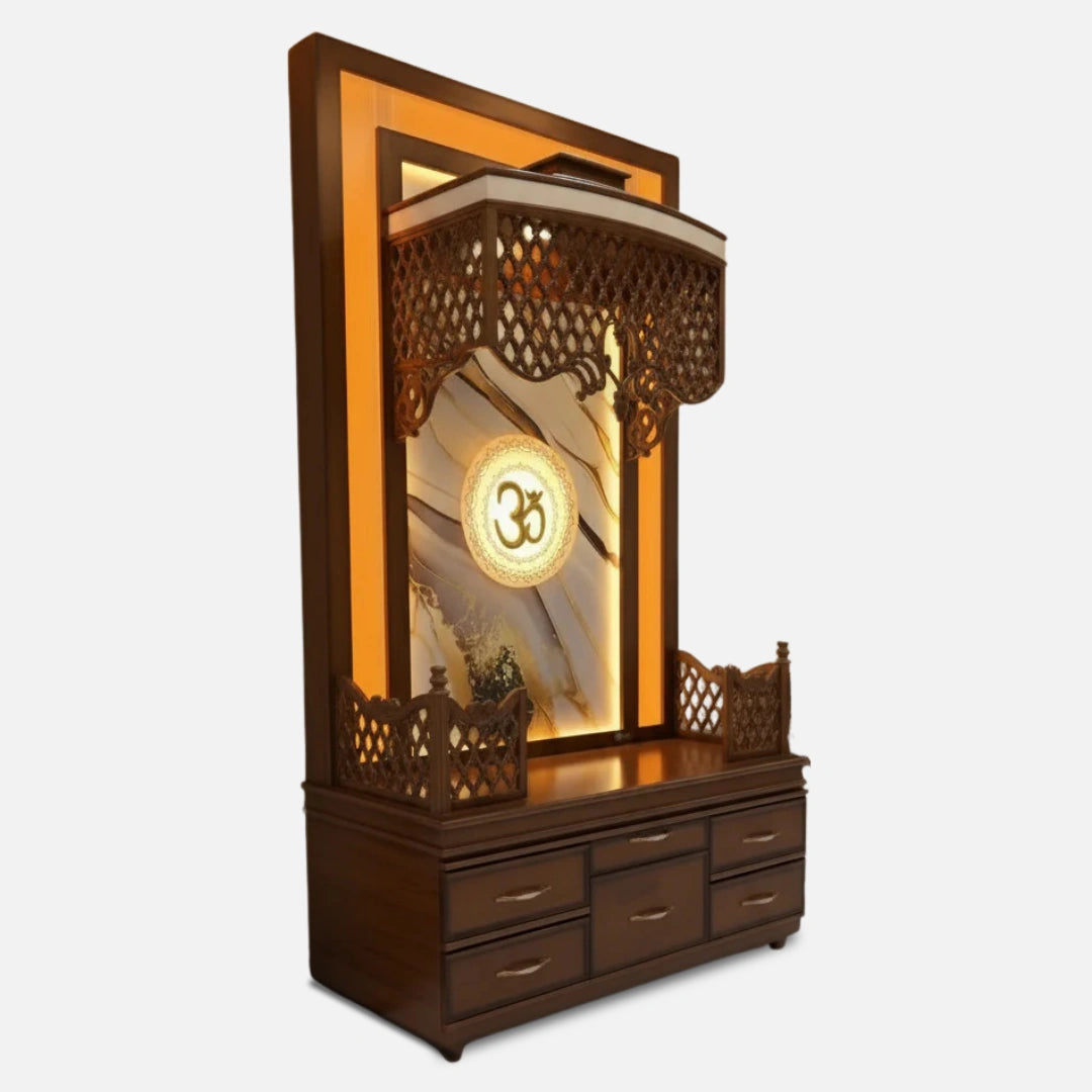 Shripadam Teak Wood Mandap (Brown) side angle of