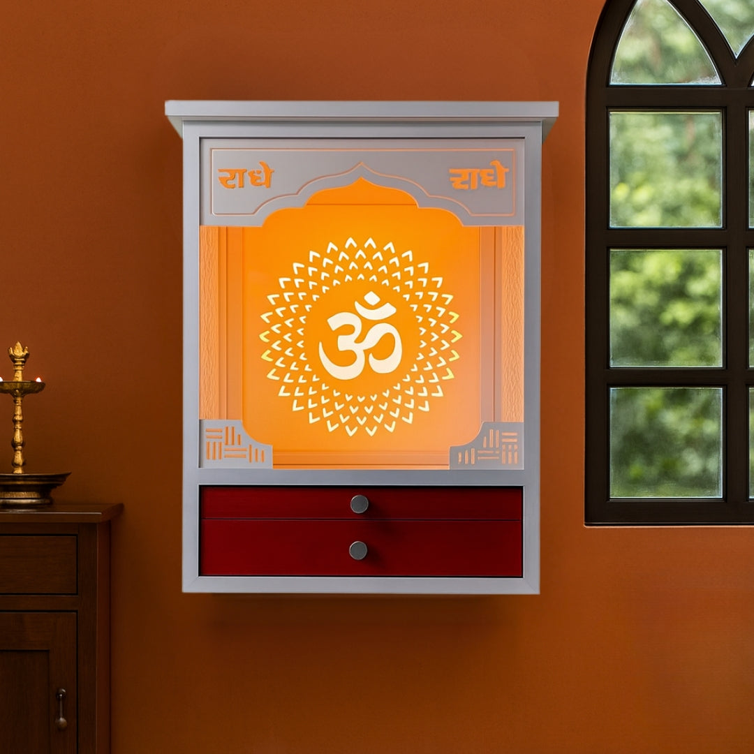 Shrivalli Teak Wood Mandir (White) lifestyle view