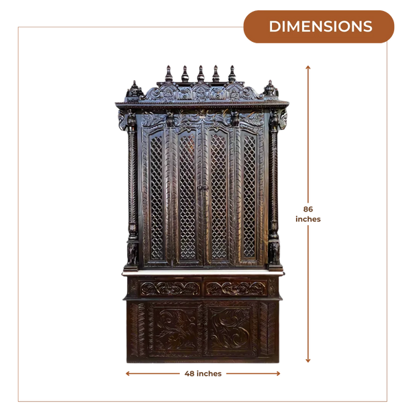 Shrivanta Teak Wood Mandap (Brown) Dimensions