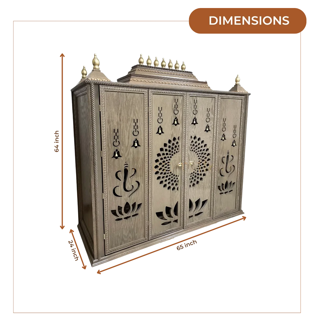 Shriyantra Teak Wood Mandir (Cream) dimensions