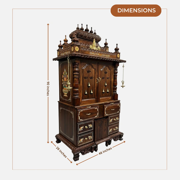 Shuchita Teak Wood Mandap (Brown)dimensions