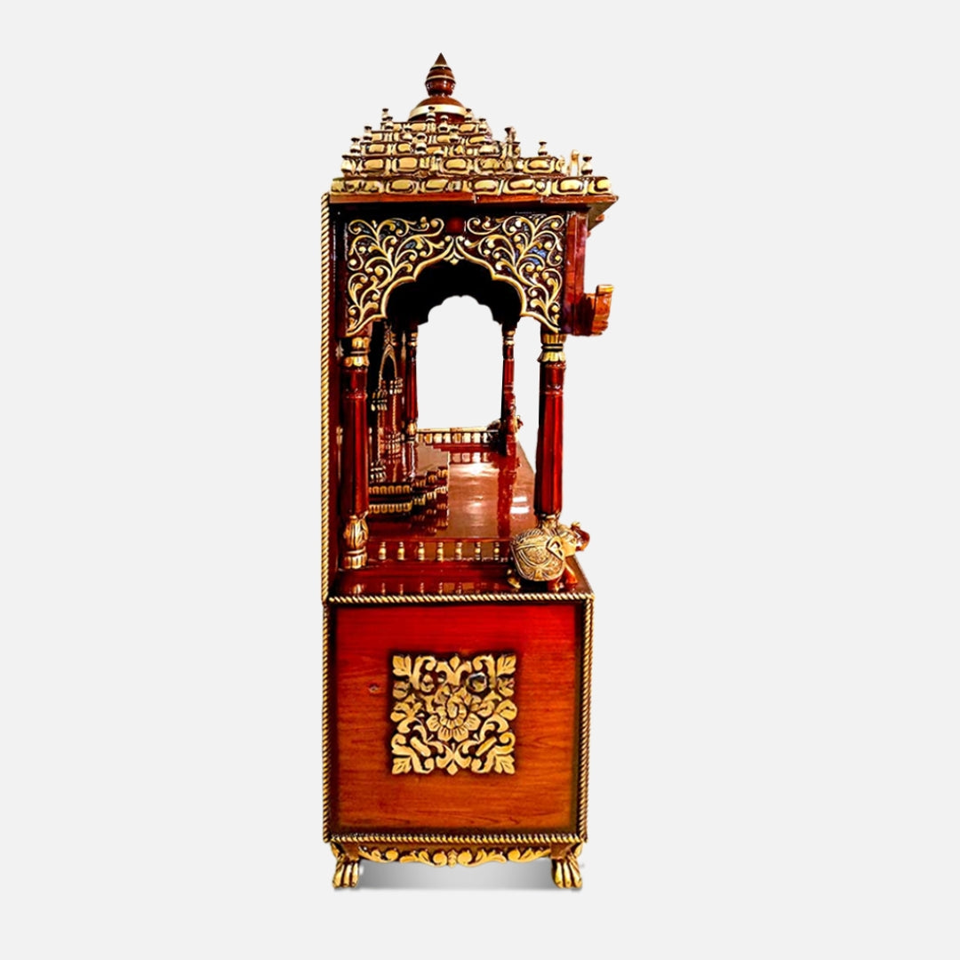 Shuddhika Teak Wood Mandap (Cherry Gold) side view