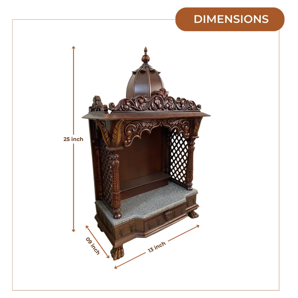 Siddhant Teak Wood Mandir (Brown) dimensions