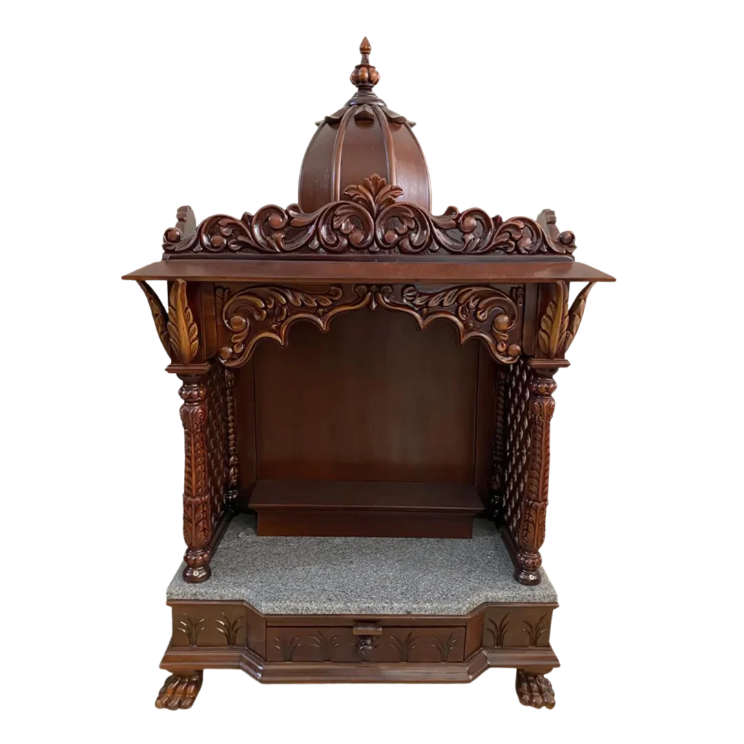 Siddhant Teak Wood Mandir (Brown) front view