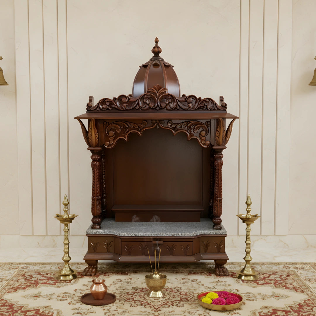 Siddhant Teak Wood Mandir (Brown) lifestyle image