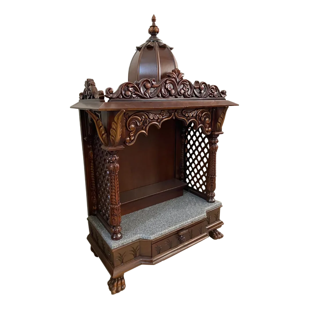 Siddhant Teak Wood Mandir (Brown) side angle