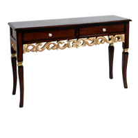 Side Angle of Dignify Solid Wood Console Table (Brown Gold)