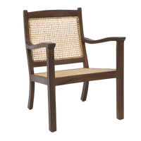 Side Angle of Terra Teak Wood Cane Chair (Brown)