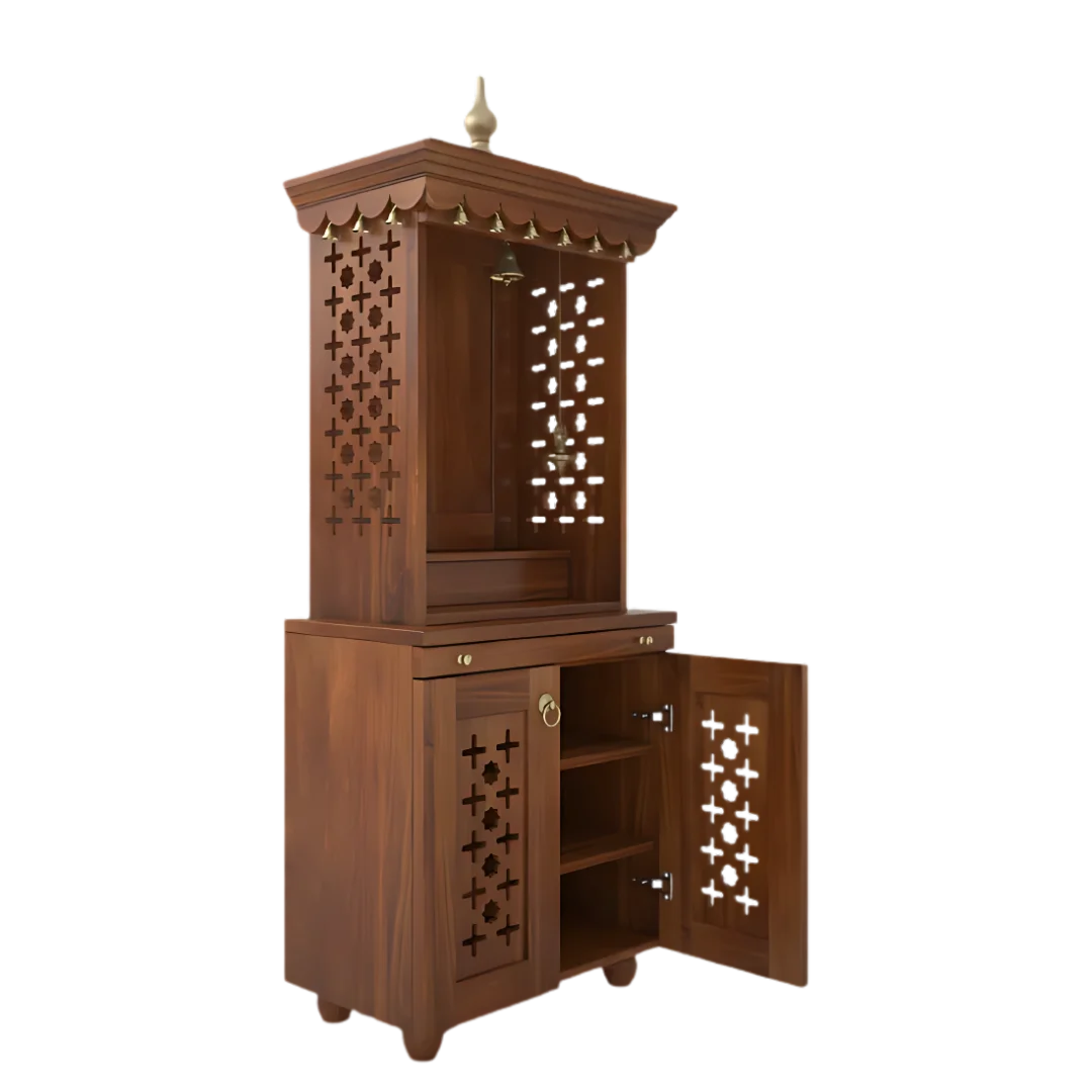 Side Image of Rudralaya Teak Wood Pooja Mandap (Teak)